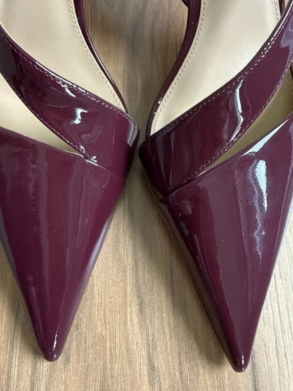 Michael Kors Jaida Slingback Pumps 7M Oxblood Patent Leather Pointed Toe - Picture 2 of 7